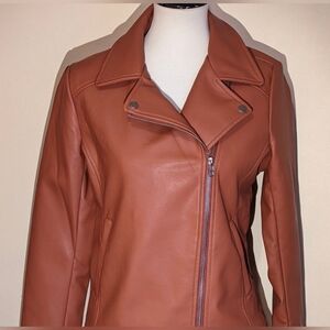 A New Approach | Women's Small Short Faux Leather Zip Up Jacket W/Slash Pockets
